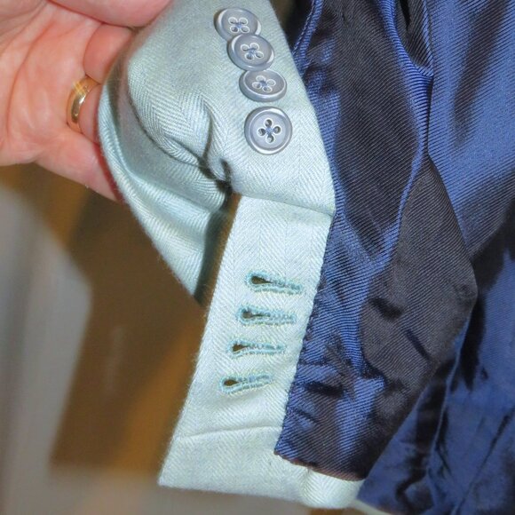 Tincati x Partenopea Bespoke Pale Green HBone Cashmere Two Button Sport Coat 44L - Picture 9 of 15